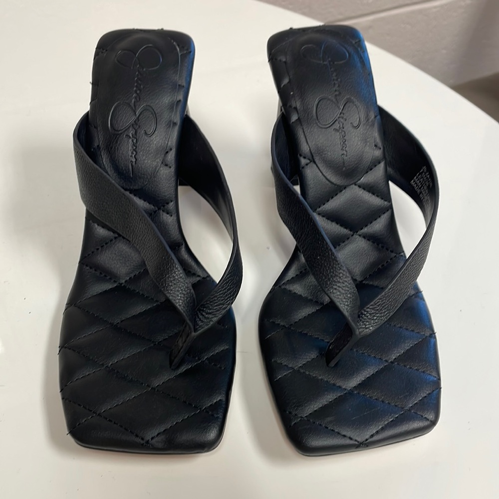 Black Jessica Simpson Thong Heeled Sandals